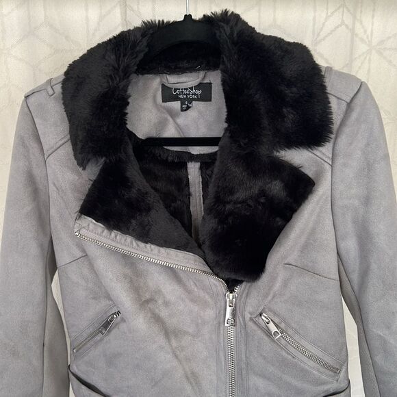 NWOT CoffeeShop Faux Suede/Fur Moto Style Jacket - Picture 6 of 11